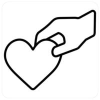 Help and Donate icon concept in black line color vector