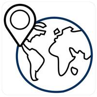 Global Location and Global access icon concept in black line color vector