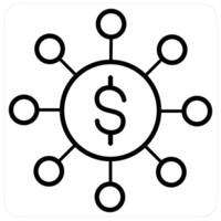 Fundraising network and Funds icon concept in black line color vector
