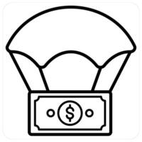 Price Hike and money icon concept in black line color vector