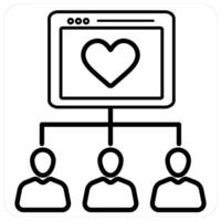 Donators and donate icon concept in black line color vector
