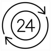 24 Call Service Icon Concept in black line color vector