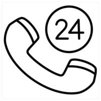 24x7 Call And Service Icon Concept in black line color vector