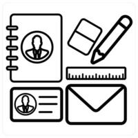 Design kit and designing icon concept in black line color vector