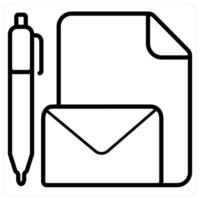 Write document and copywirte icon concept in black line color vector