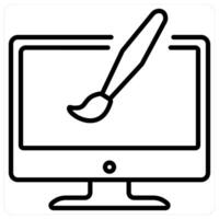 Custom design and designing icon concept in black line color vector