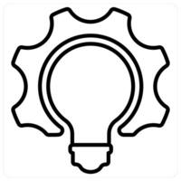 Bulb and innovation icon concept in black line color vector