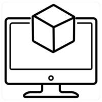 3d and designing icon concept in black line color vector