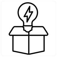 Box and innovation icon concept in black line color vector