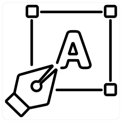 Designing and design icon concept in black line color