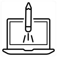 Website launch and software icon concept in black line color vector