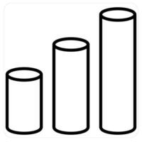 Cylinder and statistics icon concept in black line color vector