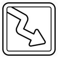 Bankrupt and diagram icon concept in black line color vector