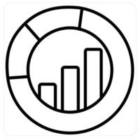 Bar and Graph icon concept in black line color vector