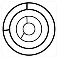 Pie Chart and analysis icon concept in black line color vector