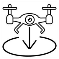 Landing drone icon in black line color vector