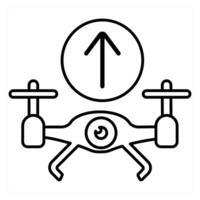 Flying drone icon concept in black line color vector