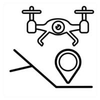 Drone location icon concept in black line color vector