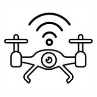 Drone wifi icon concept in black line color vector