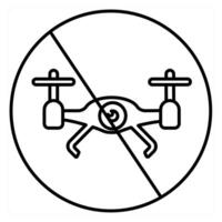 Drone prohibited icon concept in black line color vector