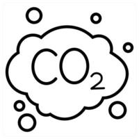 CO2 and ecology icon concept in black line color vector