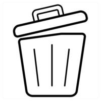 Recycle Bin and delete icon concept in black line color vector