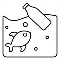 Save Ocean and pollution icon concept in black line color vector