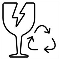 Garbage Glass and environment icon concept in black line color vector
