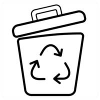 Recycle Bin and trash icon concept in black line color vector