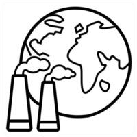 Factory and pollution icon concept in black line color vector
