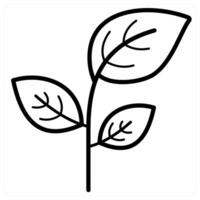 Leaf and ecology icon concept in black line color vector