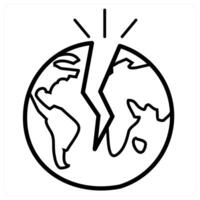 Earthquake and damage icon concept in black line color vector