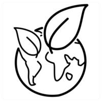 Ecology and environment in black line color vector
