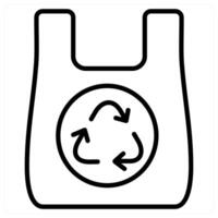 Recycle Bag and recycle icon concept in black line color vector