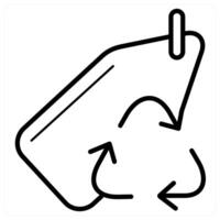 Recycle Tag and tag icon concept in black line color vector