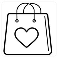 Favorite Bag and bag icon concept in black line color vector