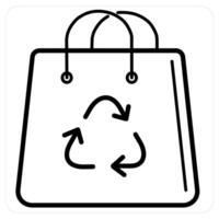 Recycle Bag and ba icon concept in black line color vector