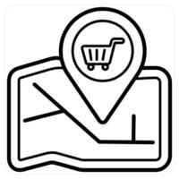 Store Location and location icon concept in black line color vector