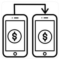 Money Transfer and exchange icon concept in black line color vector