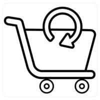 Update Cart and buy icon concept in black line color vector