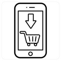 Mobile Cart Payment icon concept in black line color vector