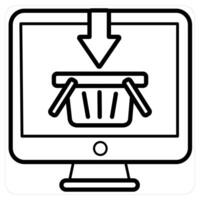 Online Cart and cart icon concept in black line color vector
