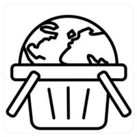 Global Cart and ecommerce icon concept in black line color vector