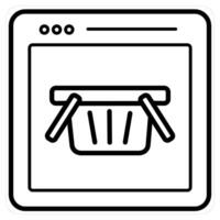 Online Cart and cart icon in black line color vector