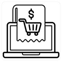 Checkout and invoice in black line color vector