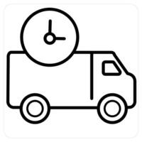 Delivery Time and delivery icon concept in black line color vector