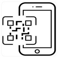 QR Code and code icon concept in black line color vector