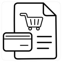 Invoice Document and document icon concept in black line color vector