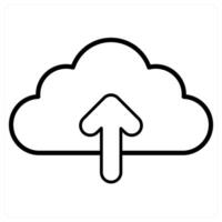 Cloud Upload icon concept in black line color vector