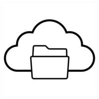 Cloud Folder icon concept in black line color vector